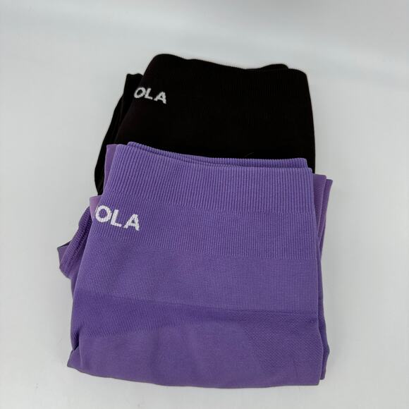 Aurola Lot of 2 Black and Ombre Purple Seamless Scrunch Leggings Womens Size XS - Picture 1 of 9